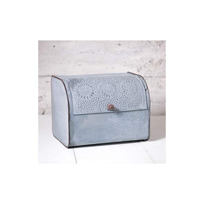 Rustic Metal Bread Box in Weathered Zinc Vintage Farmhouse Kitchen
