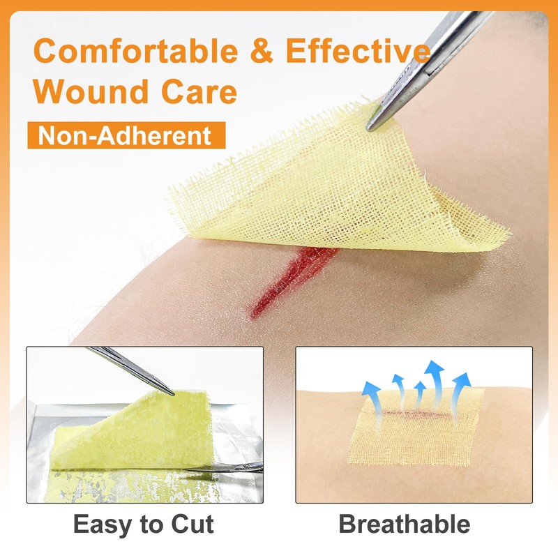 Carbou Medical Xeroform Petrolatum Dressing 2"x2", 25 Individual Pack, Non-Adherent