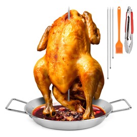 Stainless Steel Al Pastor Vertical Skewer for Grill, Brazilian Vertical Spit Stand with 3 Removable Spikes, Shawarma Kebabs Smoker Oven BBQ Dishes