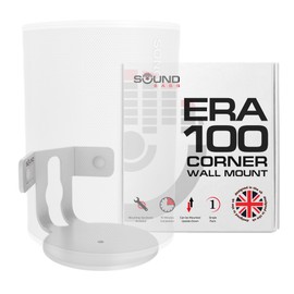 Sound Bass ERA100 Corner Wall Mount Bracket - Low Profile, White, Single (1pc), Complete with All Mounting Hardware Compatible with Sonos ERA 100 Speaker