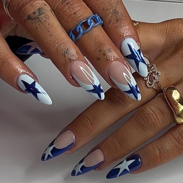 MISUD Press on Nails Medium Almond Fake Nails Glossy Glue