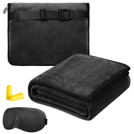 Travel Blanket Aeroplane Transformation Pillow 2 in 1.127 x 152 cm Travel Blanket Ultralight Warm, Travel Gadgets with Sleeping Mask and Earplugs, Portable Transformation Pillow for Business Trips,