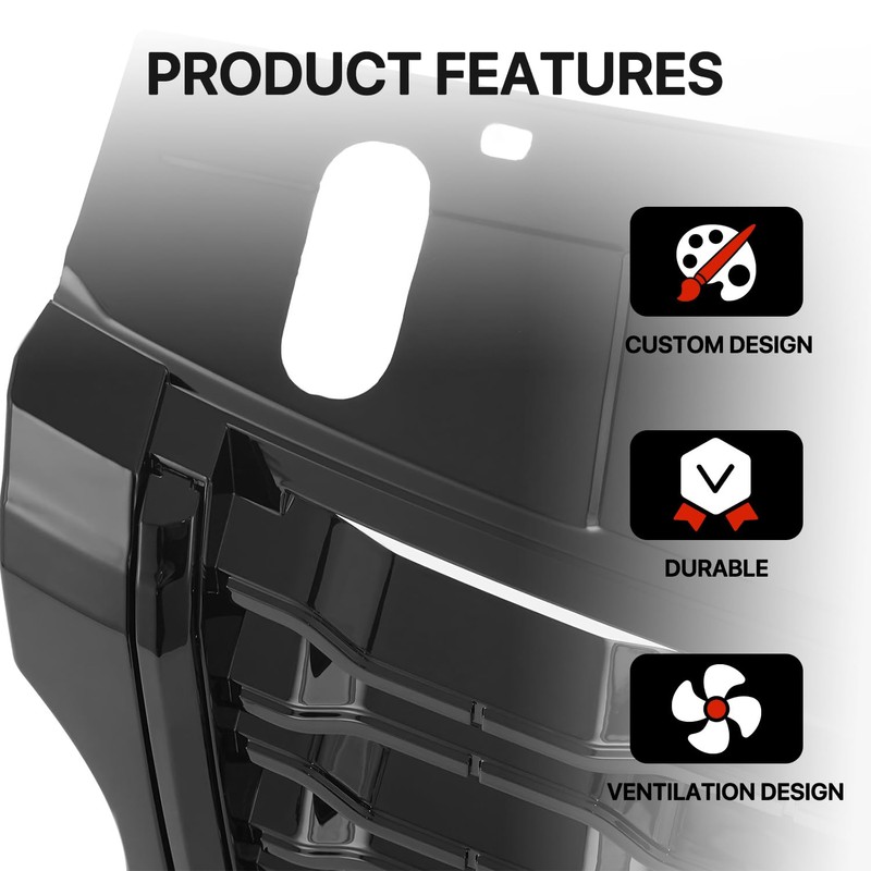 KARPAL Front Bumper Upper Facelift Grill Gloss Black Compatible With