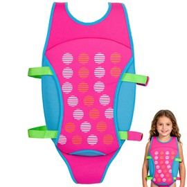 SIXRARI Swim Vest for Kids, Buoyancy Swimming Aid with Adjustable Straps, Kids Pool Float Vest for Beach Essentials, Safety Swim Jacket for Boys and Girls（Rose Red）