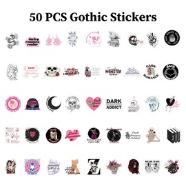 Huipalon 50PCS Dark Romance Reader Stickers, Gothic Stickers, Skull Stickers, Aesthetic Black Stickers, Waterproof PVC Stickers, Horror Stickers Stickers for Scrapbook Water Bottle Laptop Skateboard