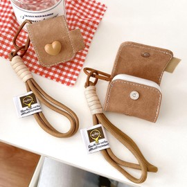 Hidysfas Compatible with Airpods 4 Case with Cleaner Kit,for Airpods 3/Pro/Pro 2 Soft PU Leather Earbud Case with Cute Heart Keychain for Boys Girls Airpods Cover Portable Anti-Scratch-Brown