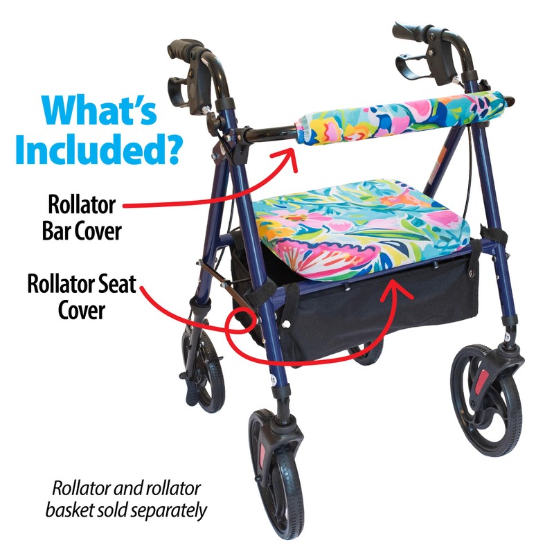 Top Glides Universal Rollator Walker Seat and Backrest Covers (Butterflies)
