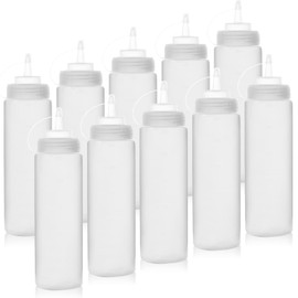 8oz Squeeze Condiment Bottles with Cap, Happybase Reusable Squeeze Containers for Sauce Bottle Seasoning Dispensers (10 pack)