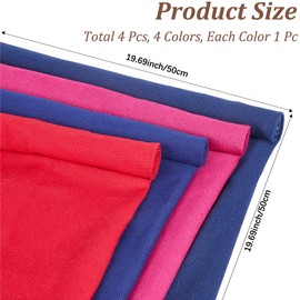 CABODYALS 50 cm, Pack of 4 Plain Embroidered Linen Squares Four Colour Craft Embroidery Square Pure Linen Cloth for Sewing Material Clothing DIY Art Craft Supplies