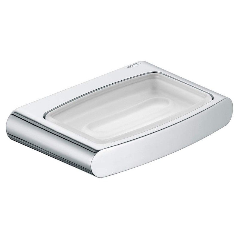 KEUCO Seifenablage aus Metall Chrom glänzend mit Echtkristall-Schale, Kristall-Glas klar,