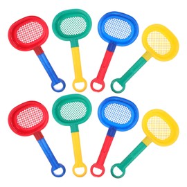 TOYANDONA 8 Pieces Plastic Sand Sifter Shovels Strainers with Long Handle Bath Toy for Children Sand Beach (Red Blue Yellow & Green)