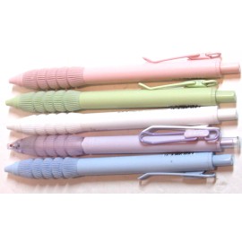 Aurora Set of 5 Feather Grip Gel Click Top Ballpoint Pens- Relieve Hand Fatigue-.5mm