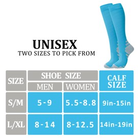 fenglaoda 3 Pairs Compression Socks for Women & Men Knee High Nurse Pregnant Cute Medical Running Travel Athletic