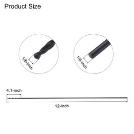 sourcing map 2pcs 1/8" High-Speed Steel Drill Bits, M35 Cobalt Twist Drill Bit 12" Extra Long Jobber Drill Bit with Round Straight Shank for Hardened Metal, Steel, Aluminum, Plastic, Wood