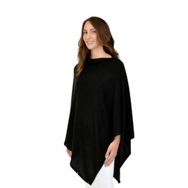 Mimi & Thomas Women's Black 100% Pure Cashmere Multi-Ways Button Poncho Shawl