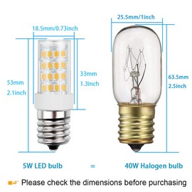 LED Microwave Appliance Light Bulb for Refrigerator Range Hood Over Stove Equivalent 40W Incandescent Bulb E17 Intermediate Screw Base 120V 5W 450LM Warm White 3000K Pack of 3