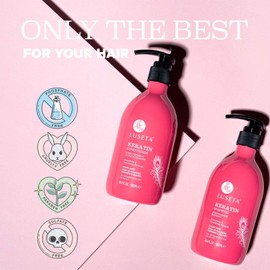 L LUSETA Luseta Keratin Shampoo and Conditioner for Color Treated Damaged & Dry Hair, Keratin Hair Treatment for Smoothing& Nourishing, Free of Sulfates, Paraben and Gluten 2 X 16.9Oz