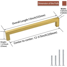 goldenwarm 5Pack 320mm Gold Kitchen Handles Gold Cupboard Handles Wardrobe Handles -LSJ12GD320 Kitchen Door Handles for Cupboards
