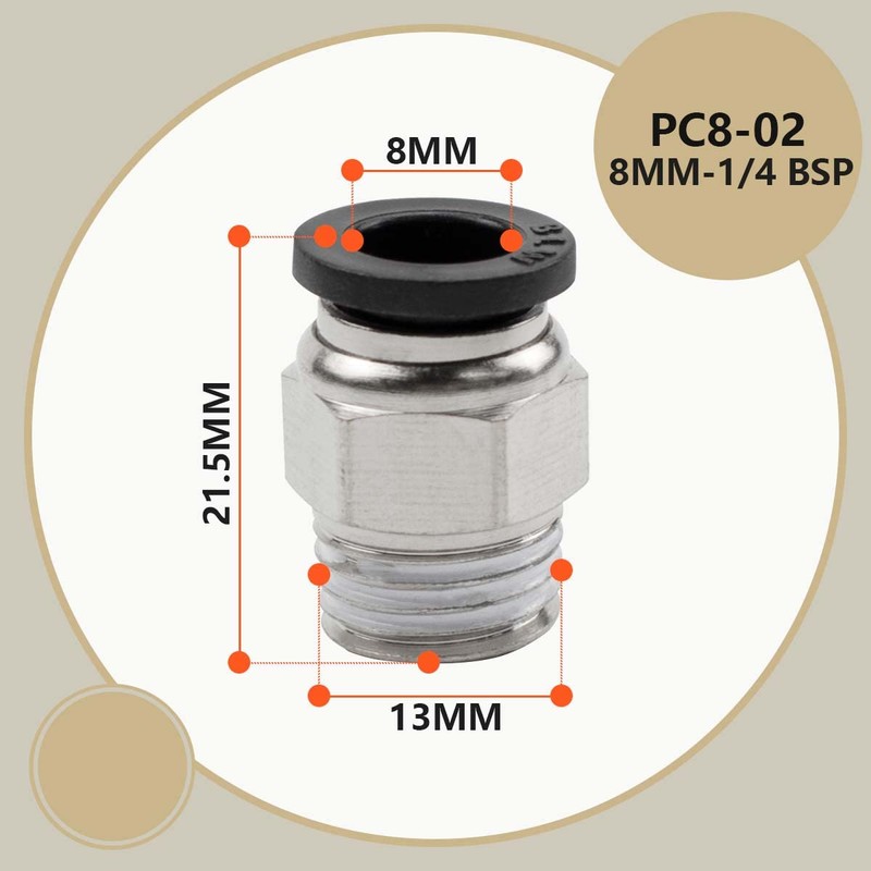 Bwintech Pack of 12 8 mm Hose AD x 1/4