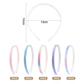 5 Pcs Glitter Headbands, Gradient Colorful Kids Headbands, Anti-Slip Headbands, Comfortable Narrow Headbands, Cute Girls Hairbands, Colorful Fashion Headwear