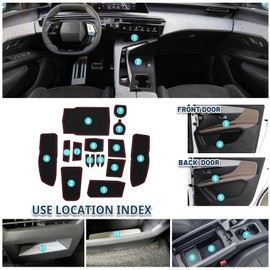 Ruiya Peugeot e-3008 GT Allure 2024 2025 Rubber Mats Door Slot Mat, Peugeot e3008 Non-Slip Mats Centre Consoles Non-Slip Mats Door Seam Mat Drink Holder Mat Peugeot e-3008 Accessories