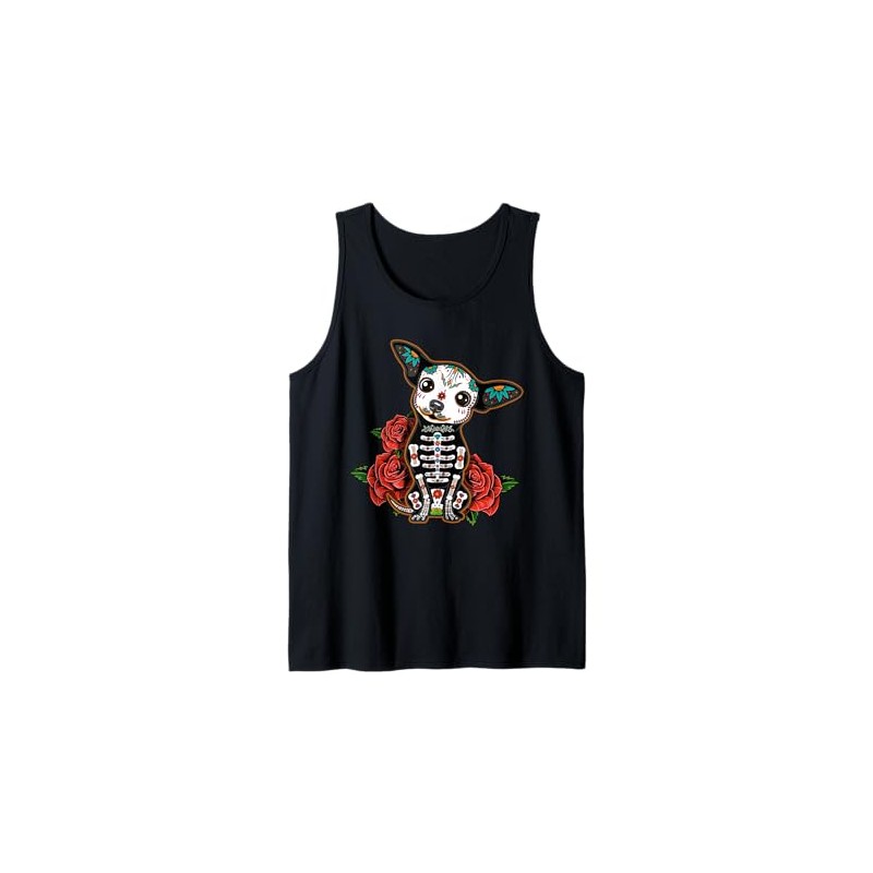 Calavera Chihuahua Playful Colorful Cute Dia De Los Muertos Tank