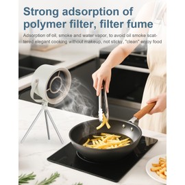 Ankilo Portable Range Hood, Minor Desktop Range Hoods, 3 Speed, 5 Changeable Filter Sponge Pads, Rechargeable Kitchen Exhaust Fan for Indoor or Outdoor Cooking