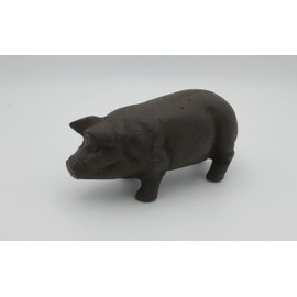 Cast Iron Pig Themed Tabletop Decor Paperweight Brown