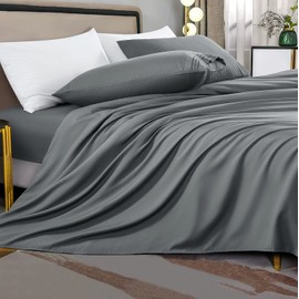 Shilucheng Queen Size Sheet Set - Breathable & Cooling Bed Sheets - Soft 1800 Thread Count Microfiber Hotel Sheets - Comfy Bedding 16 Inch Deep Pockets & Easy Fit - 4 Piece (Queen,Dark Grey)