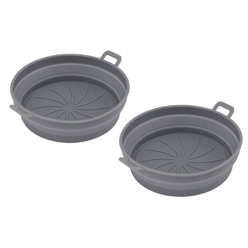 2 Pcs Silicone Air Cooker Pot With Handle Round Fryer