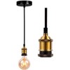 JING Vintage Pendant Light Fitting,Industrial Bronze Copper&Black Ceiling Rose,Braided Flex