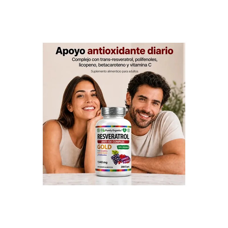 Resveratrol Gold 200 Cápsulas Suplemento Antioxidante Transresveratrol Complejo Antioxidantes Polifenoles