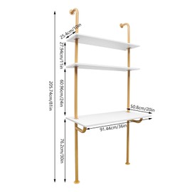 GDAE10 Heavy-Duty Wall Floating Desk,Industrial Style Wall Laptop Computer Table Writing Workstation,Space Saving Wall Mounted Desk,for Home Office