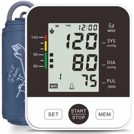 ARM-TYPE Electronic Blood Pressure Monitor Machine for Home Use, Automatic Digital BP cuff with Large LCD Display, 2x99 Memory, Adjustable Upper Arm Cuff 22-44cm (Black)