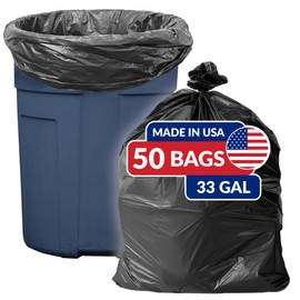 Reli. SuperValue 33 Gallon Trash Bags | 50 Count | Made in USA | Heavy Duty | Black Multi-Use Garbage Bags