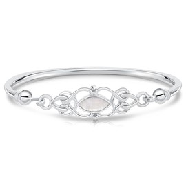 DTPsilver - Women's Bangle / Bracelets 925 Sterling Silver - Celtic Trinity Knot - Celtic Collection - Various Natural Gemstones Available, Sterling Silver 925 Sterling Silver Moonstone, Moonstone