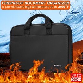 Noiposi Noiposi Fireproof Document Bag with Lock, Waterproof and Fireproof Bag with 13 Pocket Accordion File Organizer, Safe Storage Case Holder for Important Documents, Files, Money and Passport