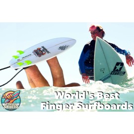 Finger Sliders Finger Surfboard – World's Best Mini Surfboard Quad & Tri-Fin Setup, Stomp Pad, Leash & Sticky Tacky Grip – Ultimate Desk Surfing Finger Board Fidget & Surf Gift - Snappers MKII (15+)
