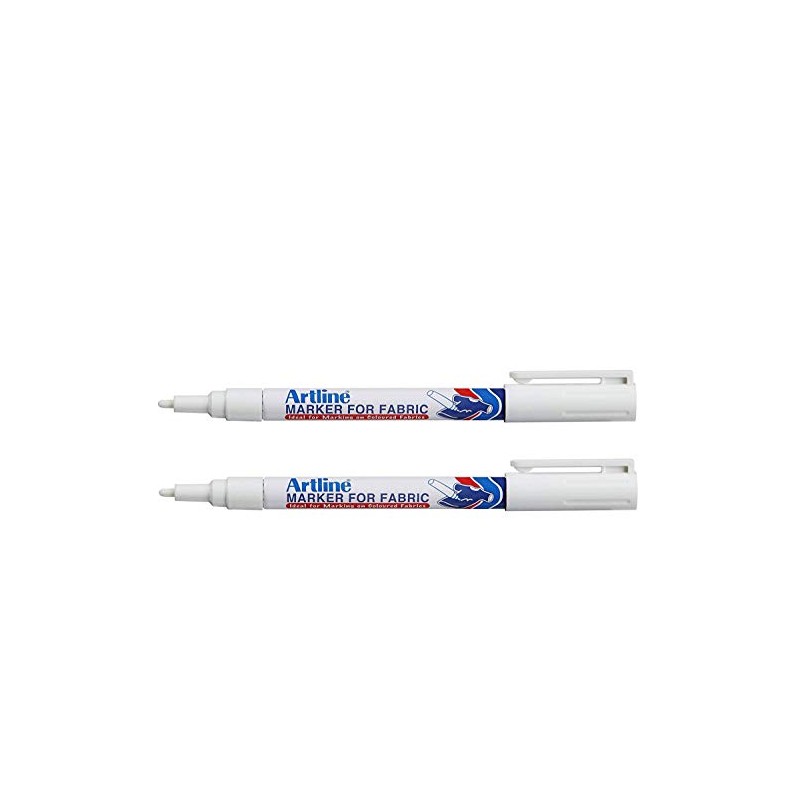 Artline White Permanent Fabric Markers pen for clothing (2 Markers)