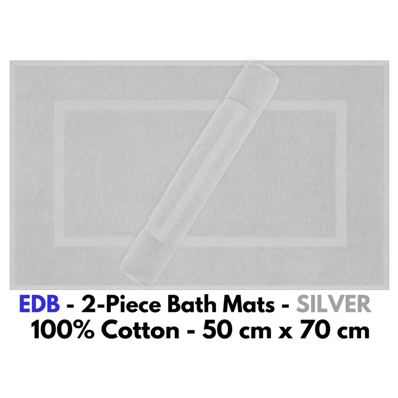 EDB Pack of 2 Terry Toweling Bath Mats Set 100%