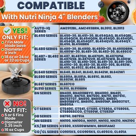 Ninja BN401 Replacement Blades - 7-Fin Male 4" Stainless Steel Ninja Auto iQ Blade Replacement - Compatible with Nutri Models BL480/481/482/490/491/492/640/641/642/682 BN401/750/751/801 NN100/101/102