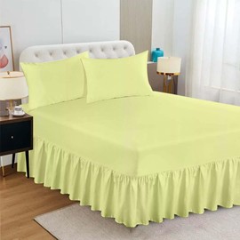 Egypto Plain Dyed Deep 𝐅𝐢𝐭𝐭𝐞𝐝 𝐕𝐚𝐥𝐚𝐧𝐜𝐞 Sheet Double – Easy Care Soft & Durable Fitted Sheet with 30 cm Deep Frill – Breathable – Fit Over Mattress – Machine Washable (Double,Lemon)