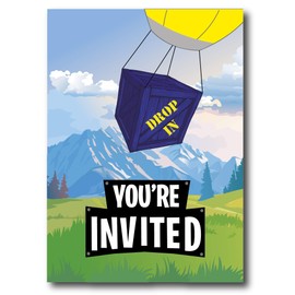 12 x Fort Building Battle Style Birthday Royale Party Invitations & Blue Envelopes - Gamer/Gaming/Computer Game (Invitations & Envelopes)
