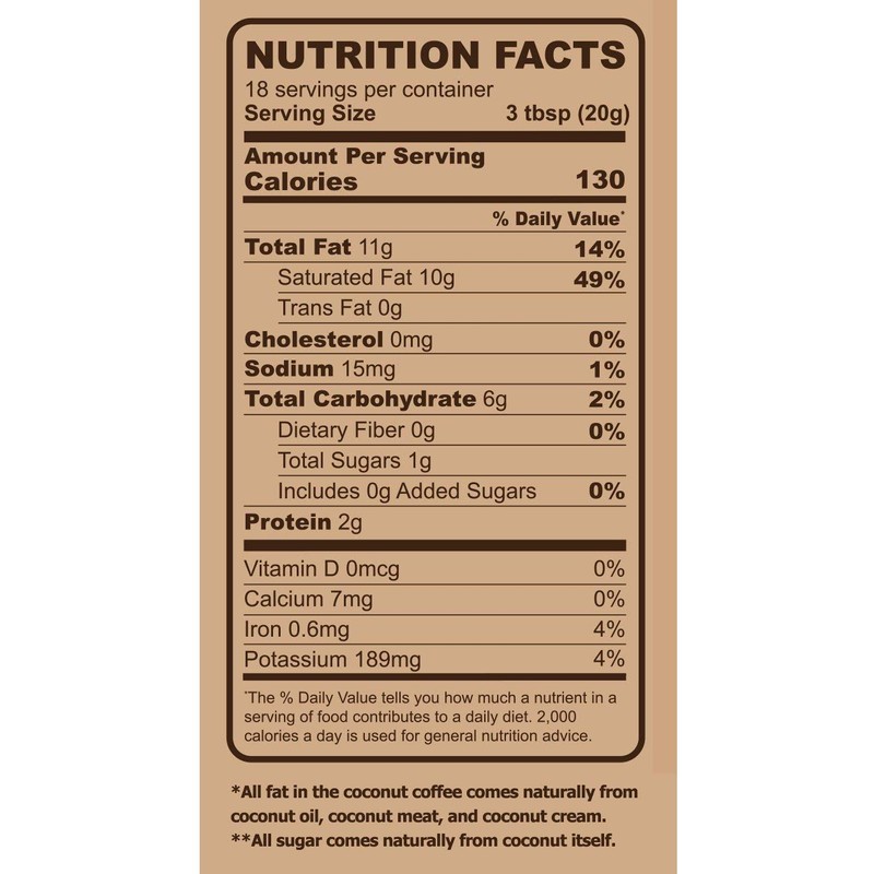 Coconut Coffee Unsweetened 12.7oz (Large Jar 2-Pack)