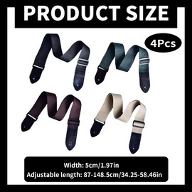 Satiskid Guitar Strap 4-Pack – Adjustable & Comfortable – For Electric, Acoustic & Bass Guitars – Stylish Multi-Color Set