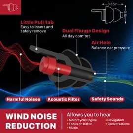 softvox Softvox Motorcycle Ear Plugs 2Pairs, Wind Noise Reduction Audible Filter Moto Hearing Protection, 100X Reusable Comfy Earplugs for Riding, Motorbike, Motorsports, Touring, Racing, Commuting, Shooting
