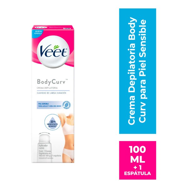 Veet BodyCurv Crema Depila Áxilas y Bikini Piel Sens 100ml