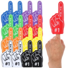 Ymapinc 16 Pcs Foam Fingers, We're #1 Fan Foam Finger, Sports Party Favors, Sports Themed Birthday Party Supplies Cheerleader Gifts for Sports Events, Foam Hands (8 Colors)