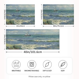 Blueangle Van Gogh Sailboat Satin Pillowcase for Hair and Skin Silk Pillowcase, Queen Size(20x30 inches) - Slip Cooling Satin Pillow Covers with Envelope Closure