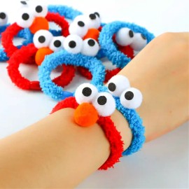 Sesame Street Plush Sesame Street Elmo - Cookie Monster Hair Bands, You Choose, Hair Ties - 2 Elmo Ties